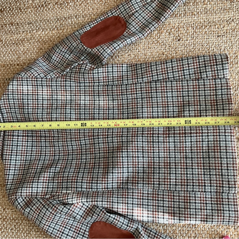 Evereve wool blend plaid Bowden small sued elbow blazer - Picture 13 of 16